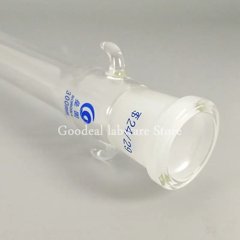 1pcs Lab Glass chromatography column with PTFE piston,sand core glass chromatography column with standard mouth Caliber 24#