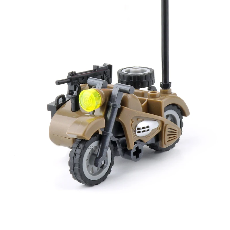 WW2 Military Motorcycle Vehicle Model Building Block Germany Figures Accessories Soldiers Weapons Police SWAT Bricks Kids Toys