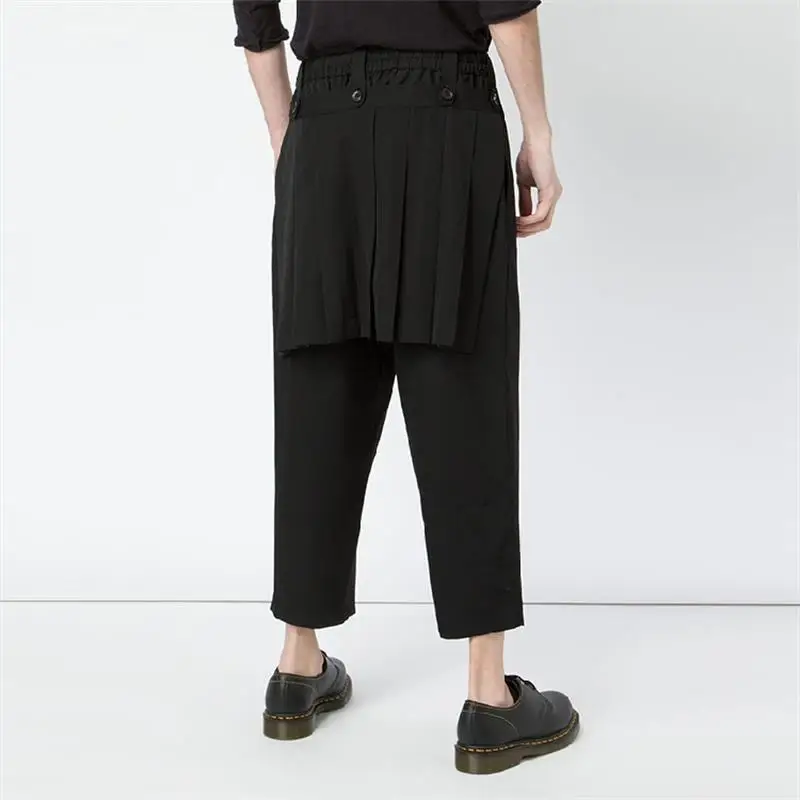 Men's new menswear fashion trend hair stylist niche design casual splicing removable plus size nine clothing