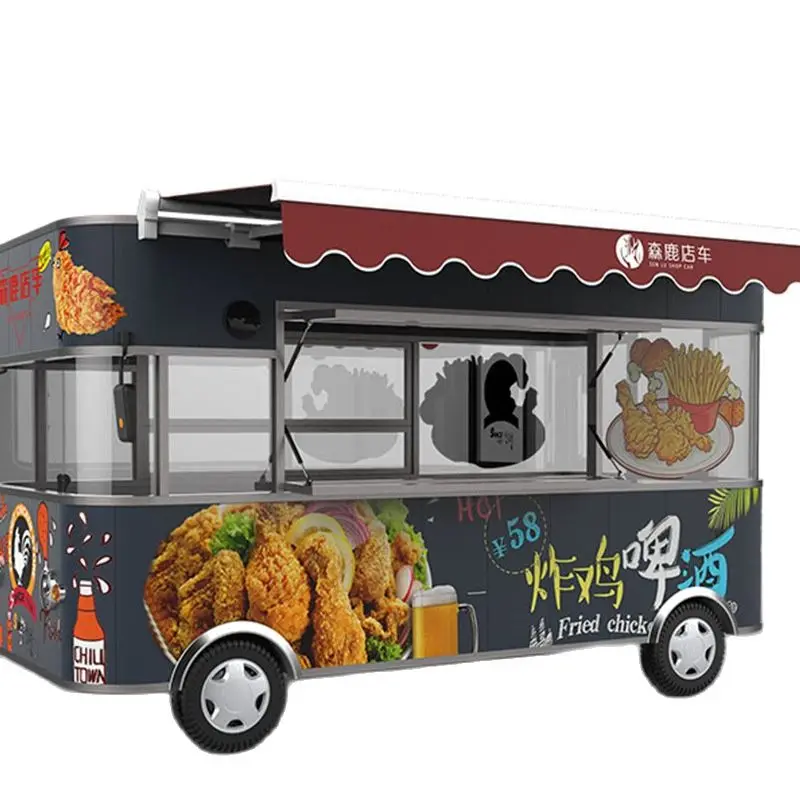 سيارة طعام كهربائية مقطورة المحمول المطبخ هوت دوج ماكينة صناعة وبيع الآيس كريم كشك عربة القهوة البطاطس المقلية آلة مع الفريزر