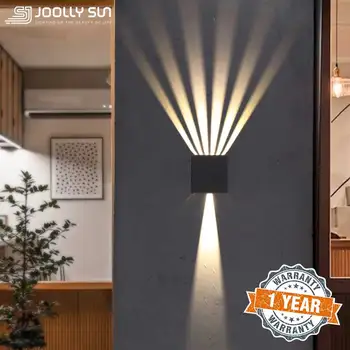 JoollySun zewnętrzna lampa ścienna wodoodporne oświetlenie LED do dekoracji wnętrz ogród balkon boczna brama nowoczesne kinkiety AC85-265V