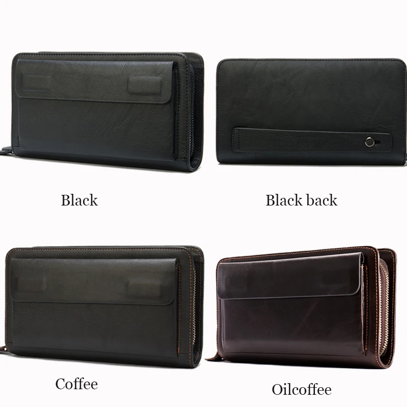 WESTAL Men\'s Wallet Genuine Leather Men Clutch Bag Double Zip Passport Wallet for Cards Coin Long Wallets Purse Hand Bag Pouch