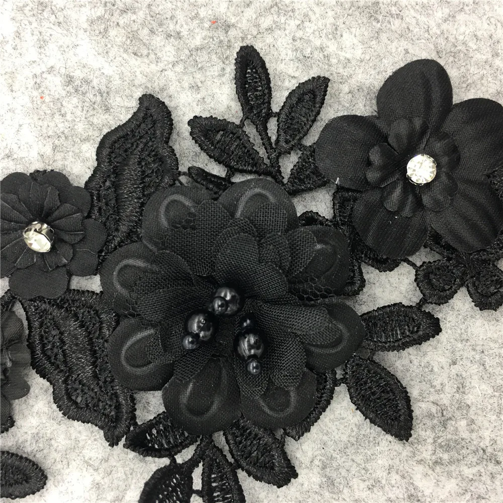 Brand new arrival black applique DIY lace fake collar embroidery craft neckline sewing clothing accessories 1 piece for sale