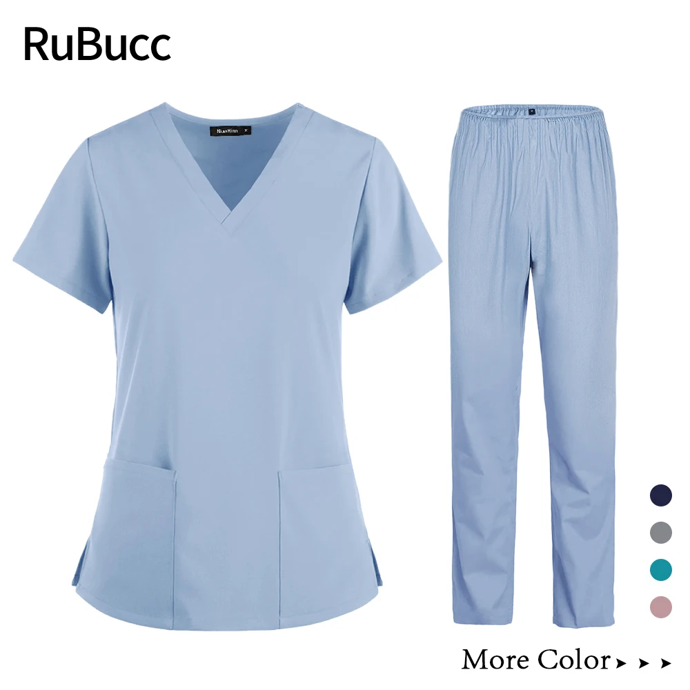 Medizinische Kleidung Scrubs Pflege Hosen Elastische Medizinische Uniformen Für Sommer Uniformen Krankenschwester Frauen Dünne Und Licht Stoff Kurzarm