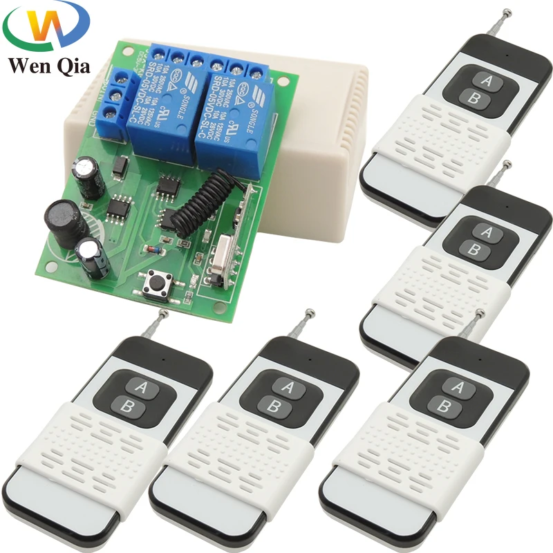 

Wireless 433Mhz Remote Control Switch DC 6V 12V 24V 2CH 10A Receiver Module RF 1000m Transmitter For Garage Motor SlidingDoorLED