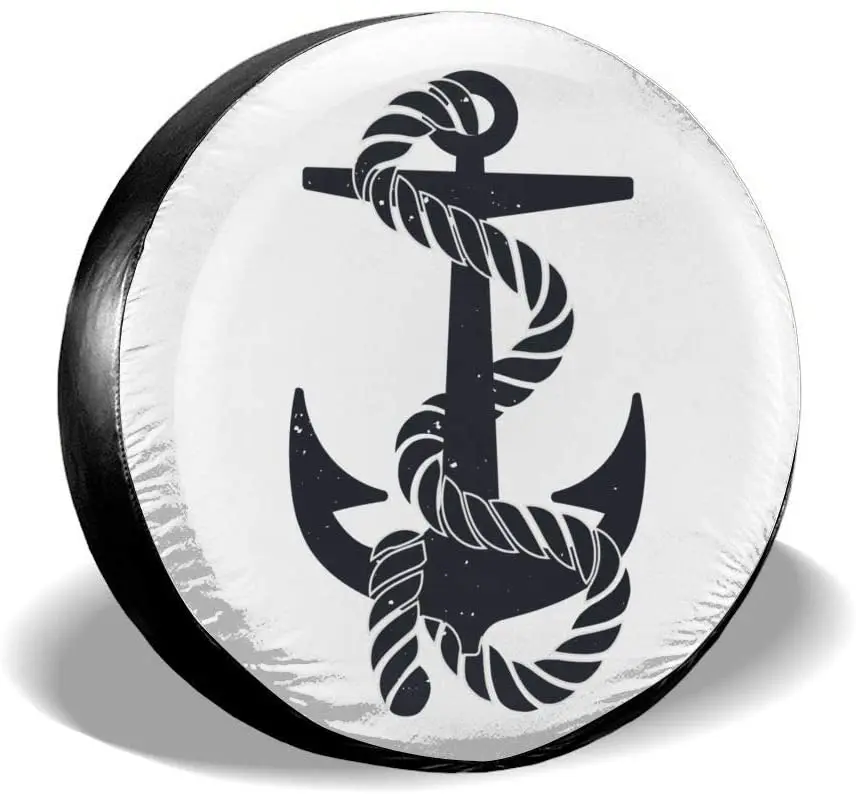 

Black Anchor Tire Cover Nautical car Accessories Spare Tire Cover Polyester Universal dustproof Waterproof Wheel Cover