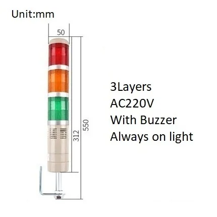 Industriële Multilayer Veiligheid Stapel Alarm Lamp Side Opknoping Led Signaal Toren Waarschuwingslampje DC12V/24V AC110V/220V Met Zoemer