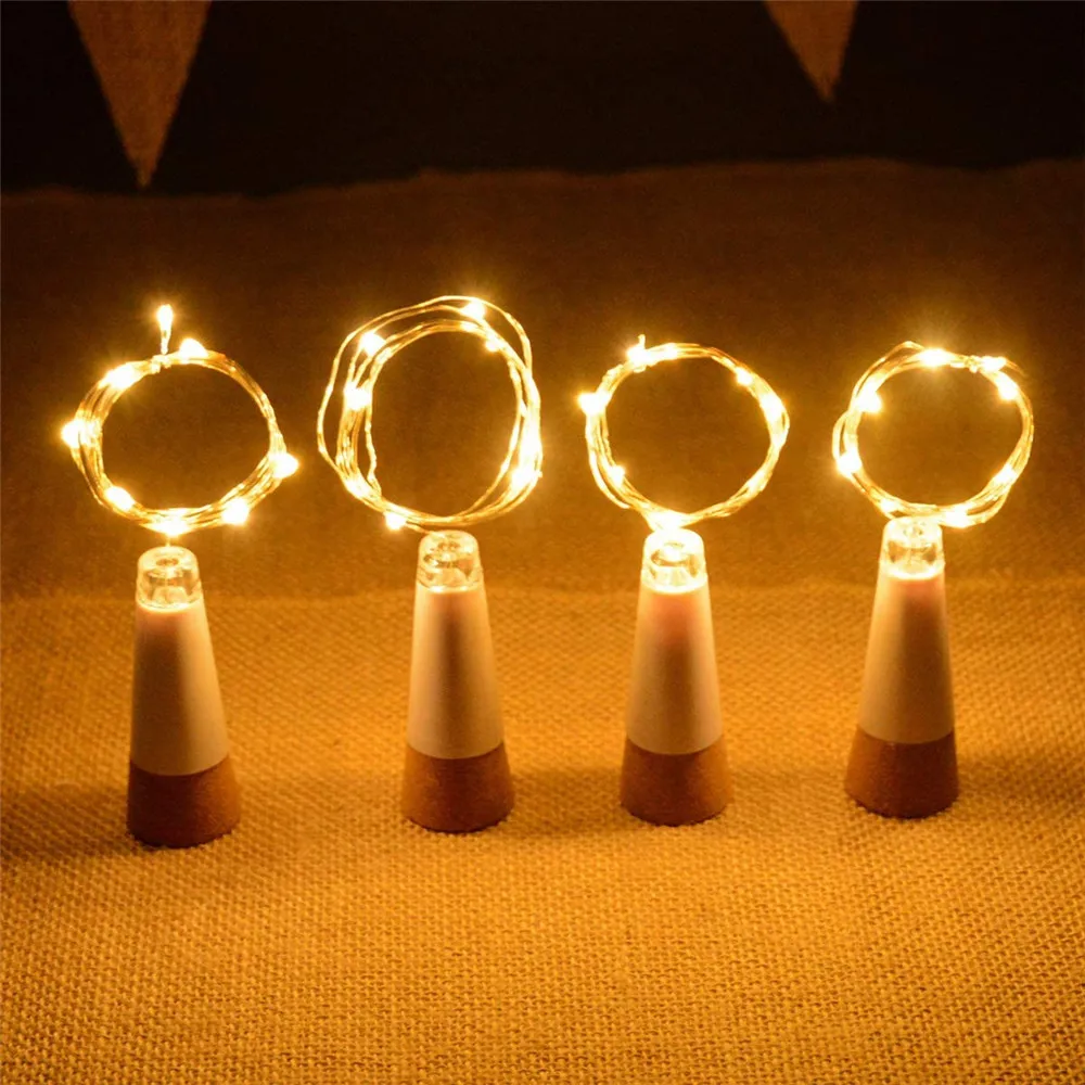 2M 20Leds Wijn Fles Lichten Kurk Usb Oplaadbare Kerst Koperdraad Guirlande Verlichting String Voor Bruiloft Halloween Party decor