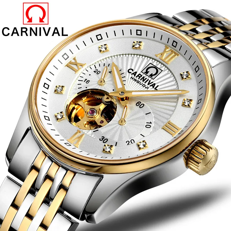 

CARNIVAL Brand Luxury Gold Watch Mens Automatic MIYOTA Movement Business Mechanical Wristwatches Waterproof for Men Reloj Hombre