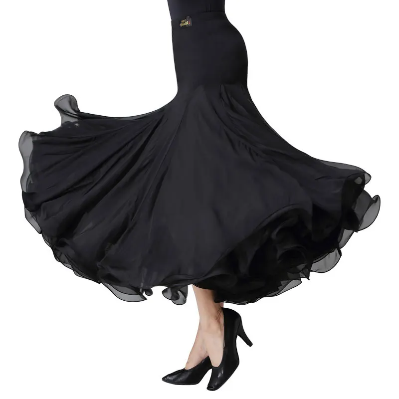 DOUBL new puffy style ballroom dance skirt long waltz dress tango practice skirt popular danceing clothes evening party black