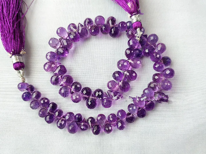 

Amethyst faceted DROP 6-8MM 20CM for DIY jewelry making FPPJ wholesale nature loose beads