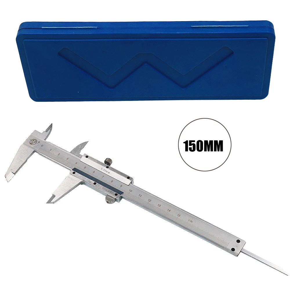 Professional Vernier Caliper Stainless Steel Hardened Chromeplated Metric100mm/150mm Precision0.02mm for Outside/Inside/Depth