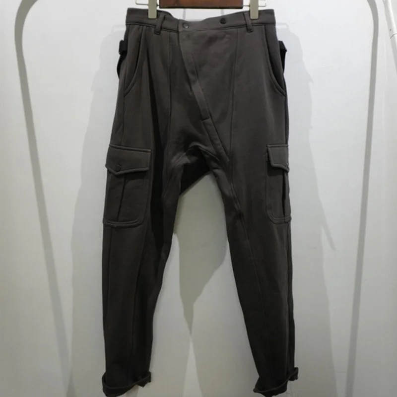 

Spring 2022 Mens New Pockets Cargo Pants Korean Style High Street Fashion Vintage Loose Outdoor Solid Classic Casual Pants