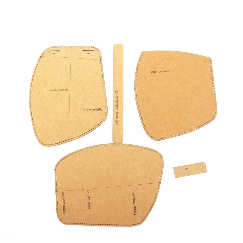 diy Leather kraft waist bag irregularity shape  sewing pattern diy handmade template hollow stencil  size 20x15 cm