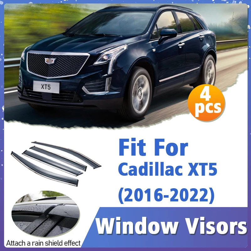 

Window Visor Guard for Cadillac XT5 2016-2022 Vent Cover Trim Awnings Shelters Protection Sun Rain Deflector Auto Accessories