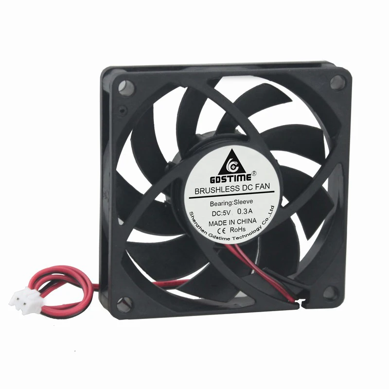 2 PCS Gdstime 7015S 5V 2 Pin 7cm 70x70x15mm 70mm Brushelss DC CPU Cooler Cooling Fan