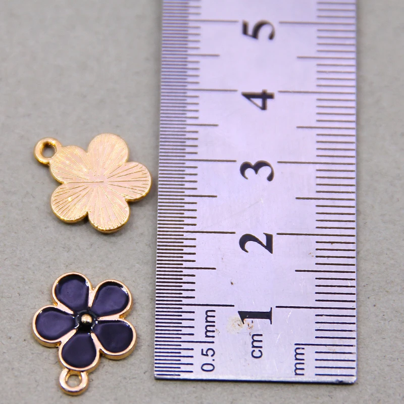 6pcs/lot 14*17mm Enamel Colorful Flower Charms DIY for Necklaces Pendants Earrings Cute Petal Charms Jewelry Making Accessories