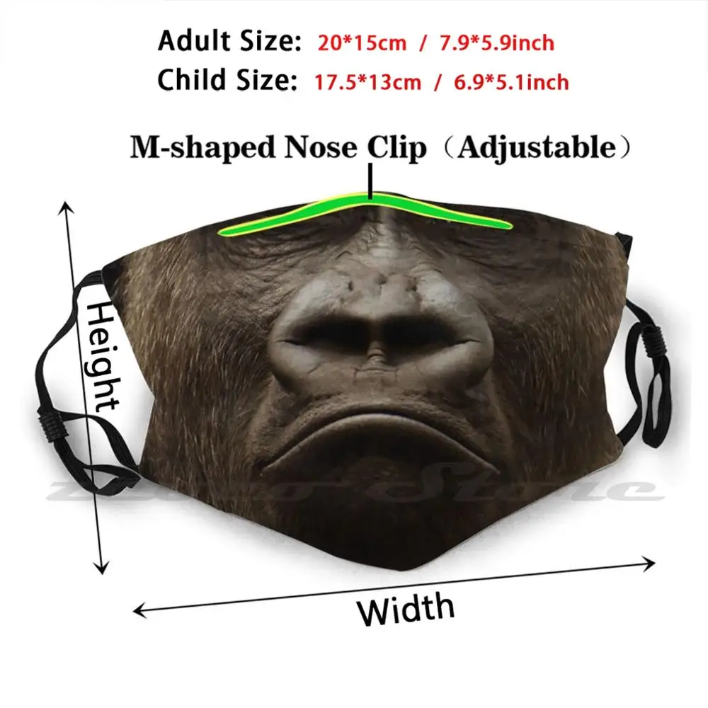 Chimp Monkey Face Mask Design Mask Cloth Reusable Print Filter Washable Chimp Monkey Chimpanzee Facemask