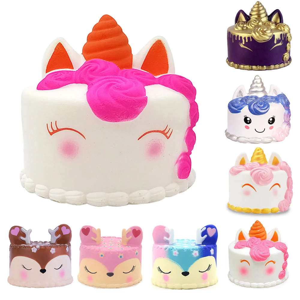 

Kawaii Unicorn Deer Cake Squishy Food Slow Rising Soft Squeeze Toys For Children Cream Scented Relieve Stress Funny Toys Gifts