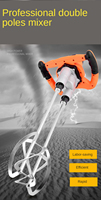 Handheld Industrial Electric Mixer Paint Putty Cement Concrete Double Rod Speed Mixer Power Tool