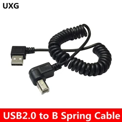 3FT/1M Usb 2.0 A Male Naar B Schuine Man 90 Graden Stretching Lente Kabel Voor Printer Scanner harde Schijf 2Pcies/Lot