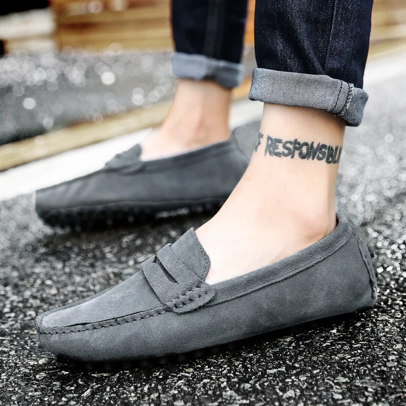 

Winter Penny Loafers Men Casual Shoes Luxury Designer Suede Leather Fur Moccasins Warm Plush Slip On Flat Mens Driving Shoes