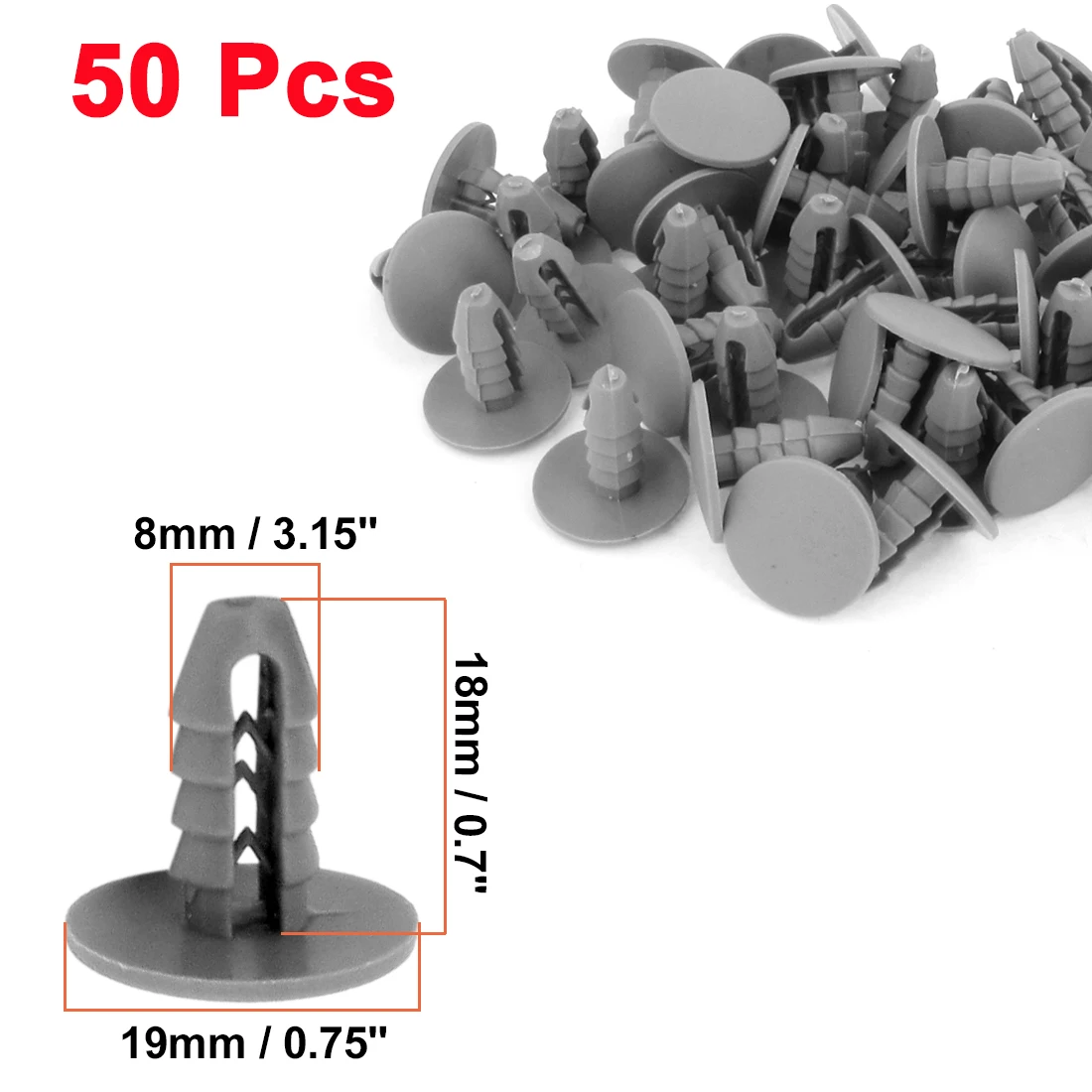 Uxcell 10/15/20/30/50 Pcs 8mm Gray Beige Plastic Rivets Fender Trunk Trim Panel Retainer Fastener Clip for Car Door Expanding