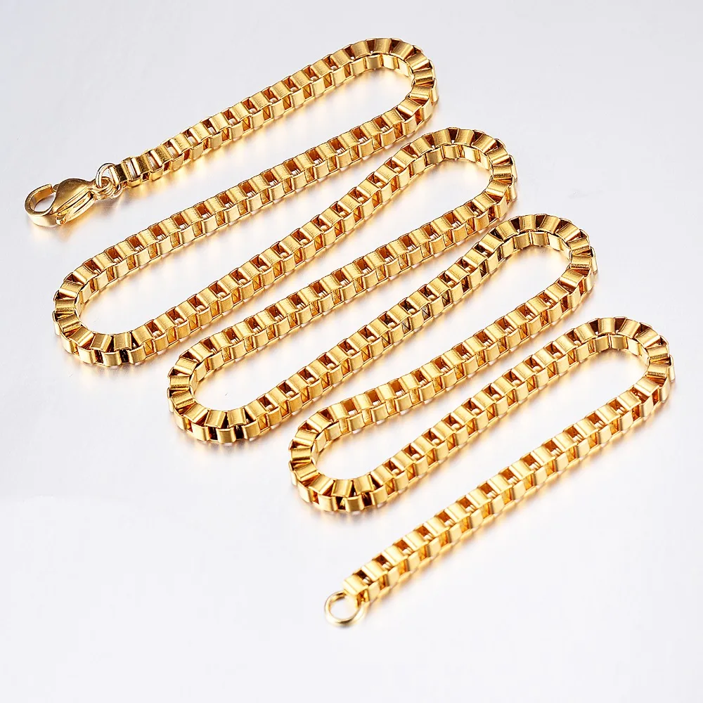 1 Stück Breite 1,5mm/2mm/2,5mm/3mm Edelstahl-Kastenkette Halskette DIY Schmuckherstellung für Männer und Frauen – Detail 4