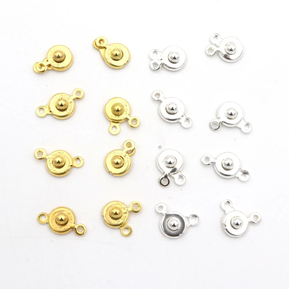 30sets Metal Snap Button Beads Clasps For Jewelry Finding Earring Beaded Pendant Connector DIY Accessories