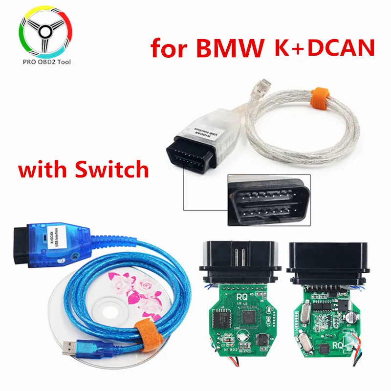 For BMW K DCAN Switch OBDII Diagnostic Cable K+DCAN USB Interface Ediabas K D CAN OBD2 Diagnostic Scanner FT232RL