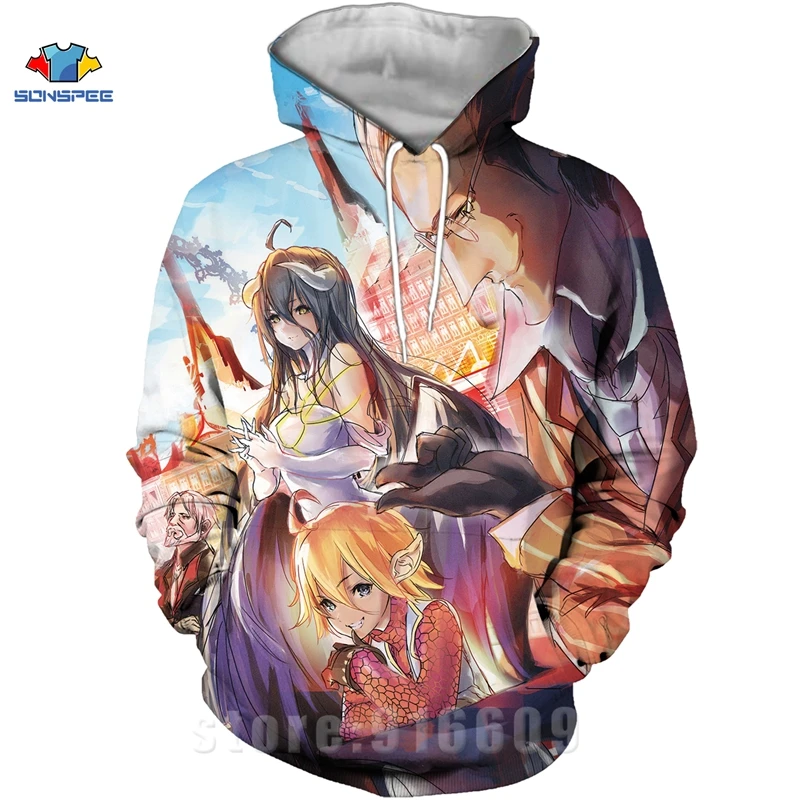 Skull Overlord Clothes Anime Sexy Albedo Sweatshirts Streetwear Fantasy Adventure Novel Men Women Hoodies Harajuku Rock Hoodies