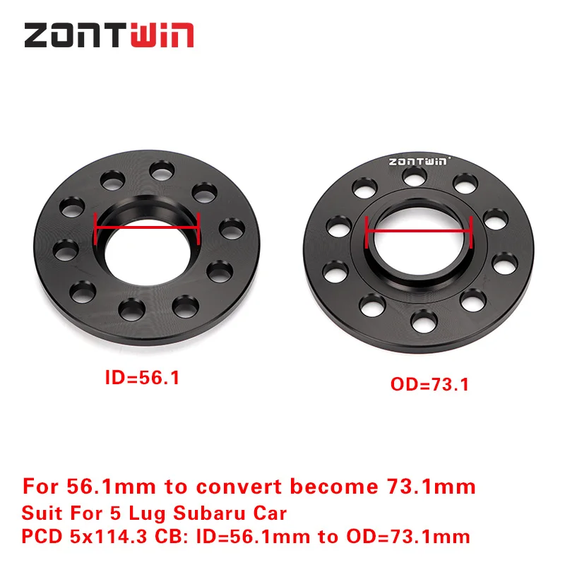 2Pieces 3/5/8/10/12/15/20mm PCD 5x100/114.3 CB ID=56.1 to OD=73.1mm Wheel Spacers Adapter For SUBARU 5 Lug Universal Car