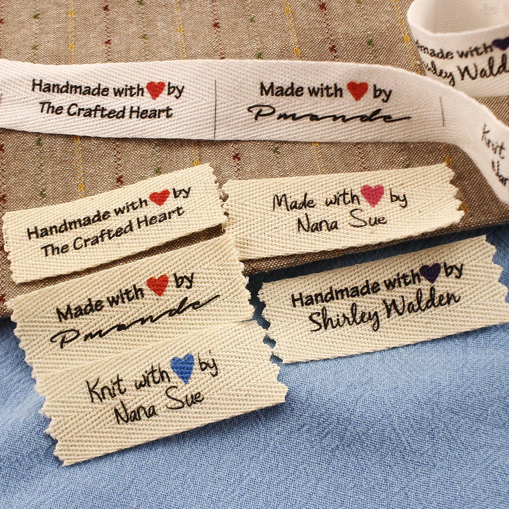 Cotton Twill Webbing Labels,Flat or Folded Labels,Tags for Knitted Things,Custom,Personalizada,Handmade Label,20mmX60mm