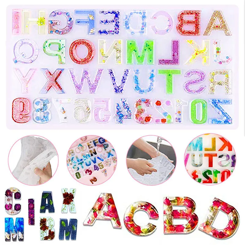 

Julie Wang Silicone Mold DIY Epoxy English Uppercase Letters Alphabet Number For UV Resin Handmade Casting Mould Jewelry Making