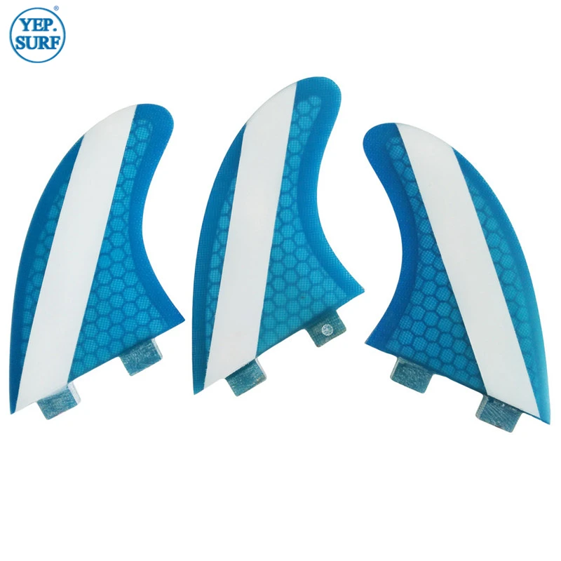 

Surf Double Tabs S Fins Blue Color With White Color Yep surf Fins Honeycomb Fiberglass Surfboard Fin in Surfing