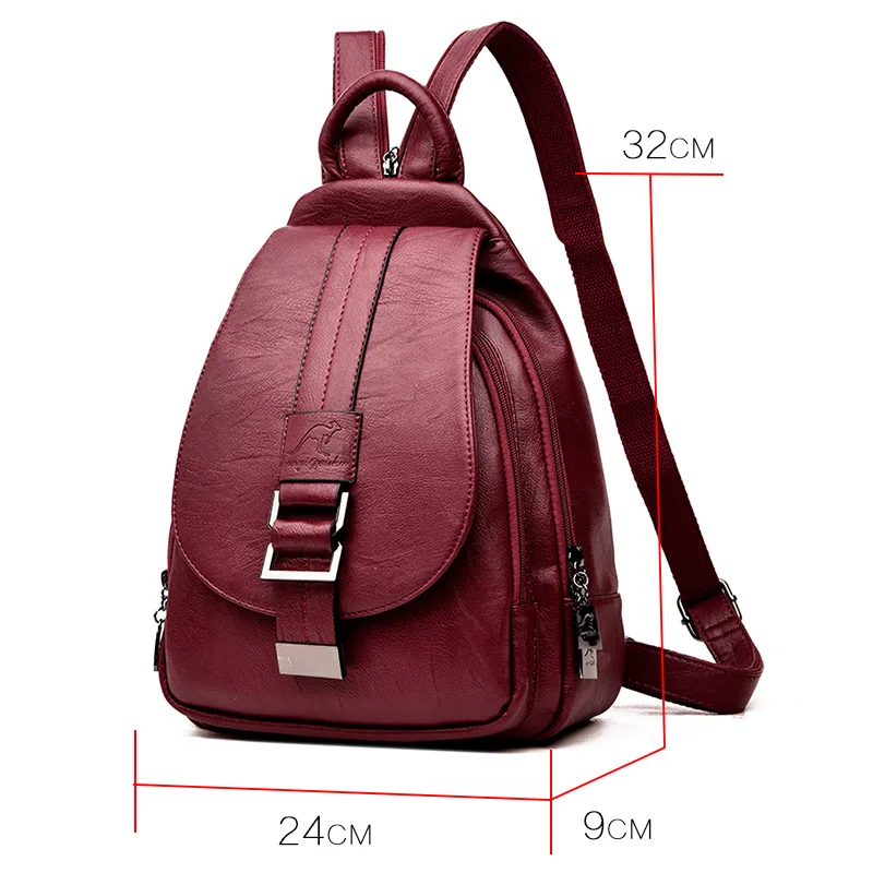 2021 Women Leather Backpacks Vintage Shoulder Bag Female Backpack Ladies Travel Backpack Mochila School Bags for Girls Bagpack