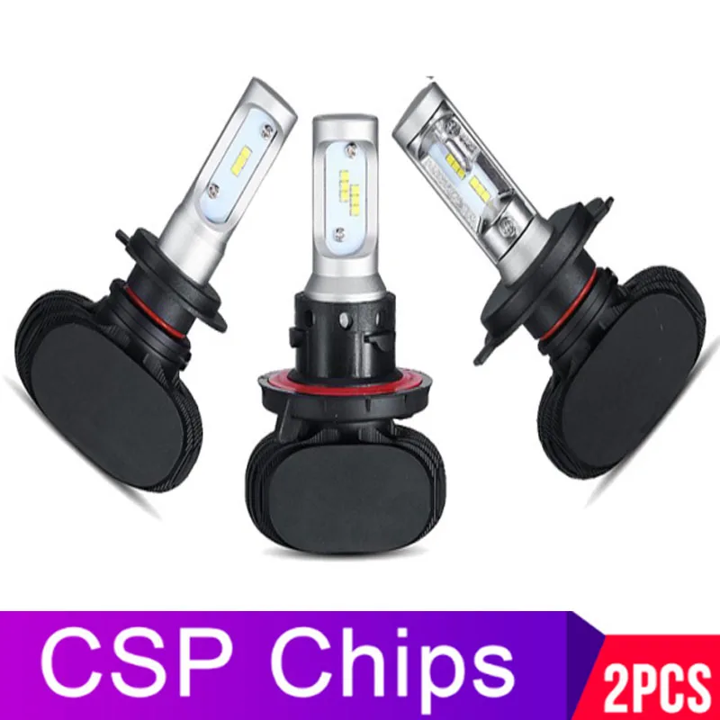 Fanless CSP No Fan S1 H1 H4 H7 LED Luces Led Para Auto H8 H9 H11 9005 HB3 9006 HB4 Led Car Headlight 50W 8000LM 6500K 12V