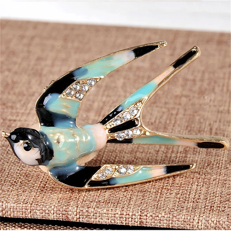 Trendy Jewelry Enamel Swallow Bird Shape Brooch Bouquet For Men Fashion women\'s Kids Gifts Gold Color Hijab Pins Bags Jewelry