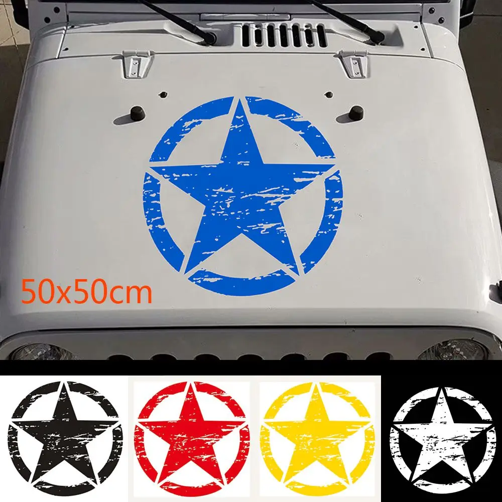 50x50cm Body  Off Road Graphic   Star Car Hood Sticker Auto Decal Vinyl For Jeep Wrangler