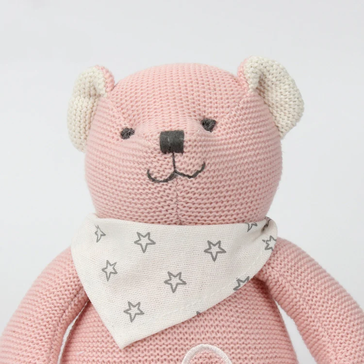 Cute Little Bear Knitted Animal Doll for Boy Girl Gift Soft Knit Stuffed Animal Toys Sleeping Mate