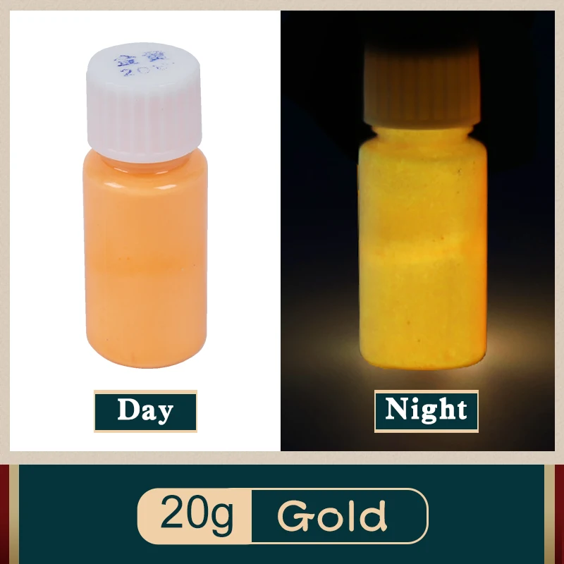 20g Gold Luminous Paint Glow in the Dark Fluorescent Paint for Party Nail Christmas Decoration Phosphor Pigment