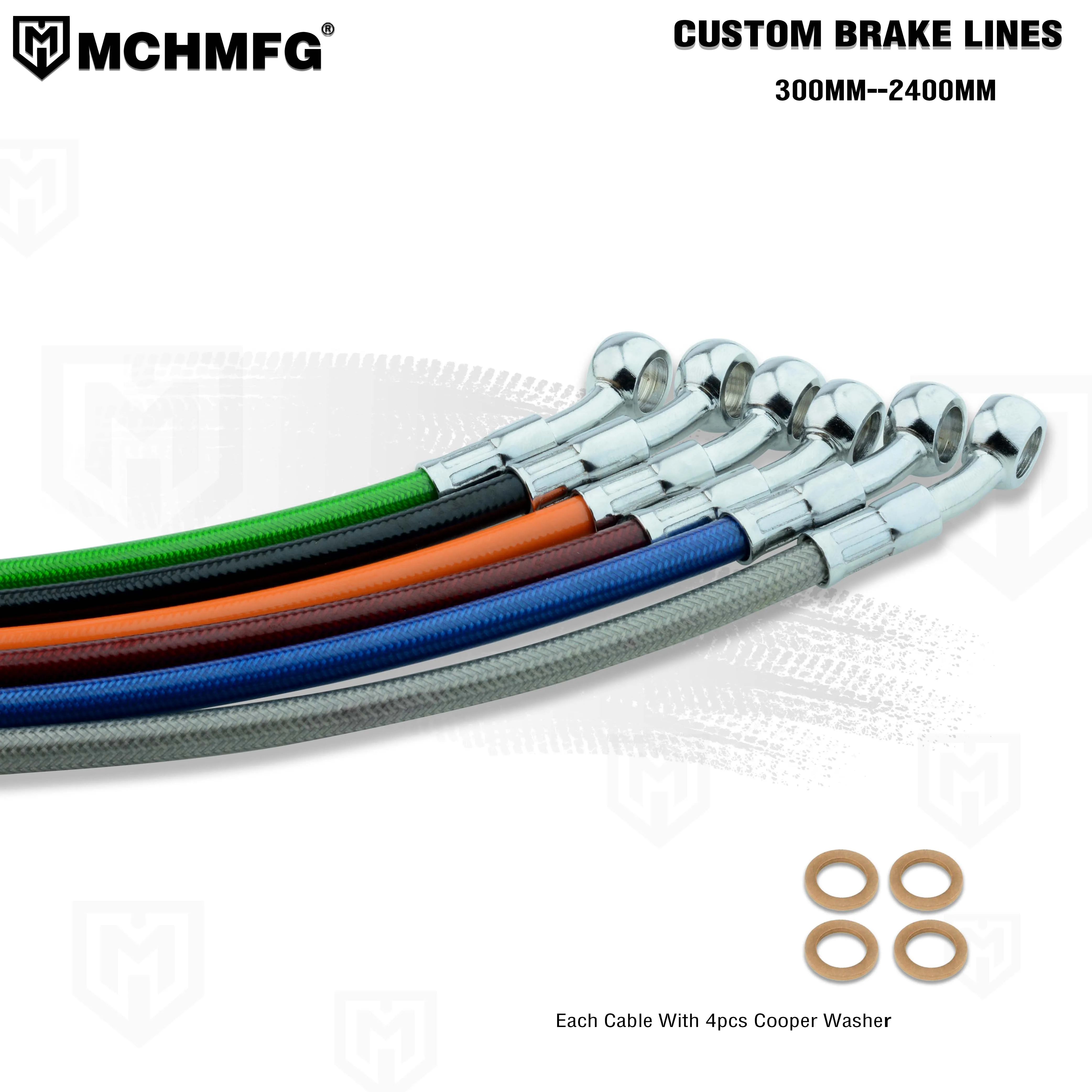 Zabrudzenia motocyklowe rower splatana linka hamulcowa przewód giętki stalowy kabel hamulcowy hydrauliczna rura Banjo 300mm-2200mm do motocykli Universal Racing — zdjęcie 3