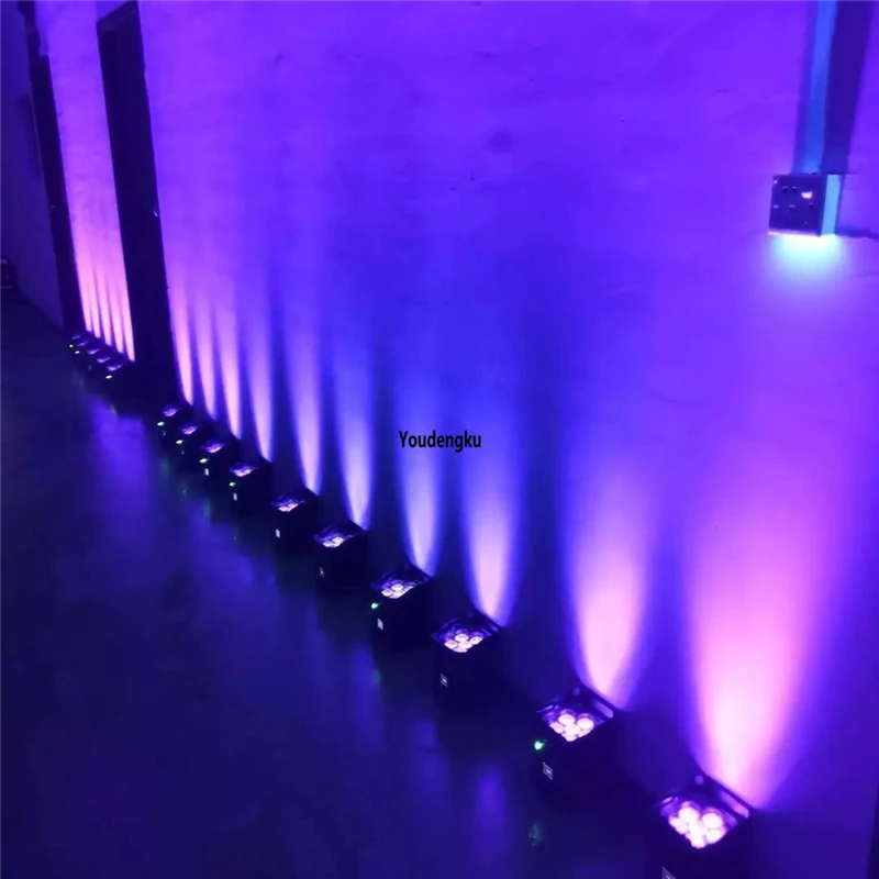 20pcs 6x18W RGBWA+UV 6in1 Hex LED Battery Powered Wireless DMX512 led dmx slim par light With Charging Flight Case