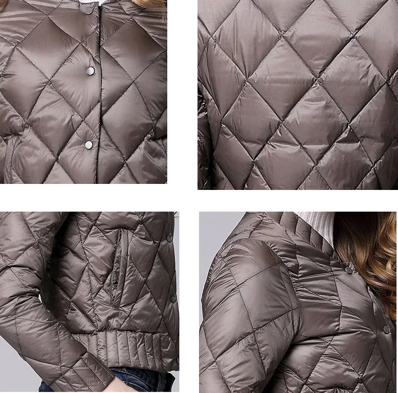 Herbst Winter Frauen ultraleichte Daunen jacke weibliche tragbare Satin Touch Stoff Mantel Jacken leichte Parkas Diamant Gitter