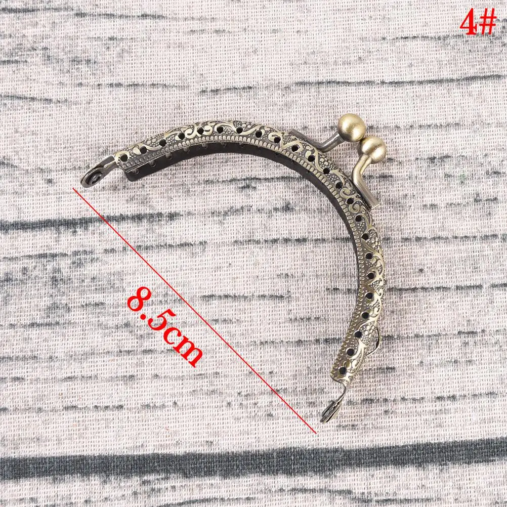 7Sizes Metal Purse Frame Ring Kiss Clasp Handle For Bag DIY Antique Brass Craft Bag Making Wallet Clip