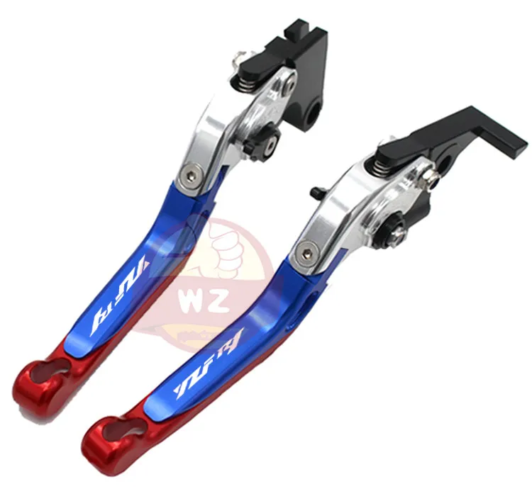 Laser Logo(YZF R1) Sliver+Titanium Adjustable Folding Motorcycle Brake Clutch Levers For Yamaha YZF R1 2004 2005 2006 2007 2008