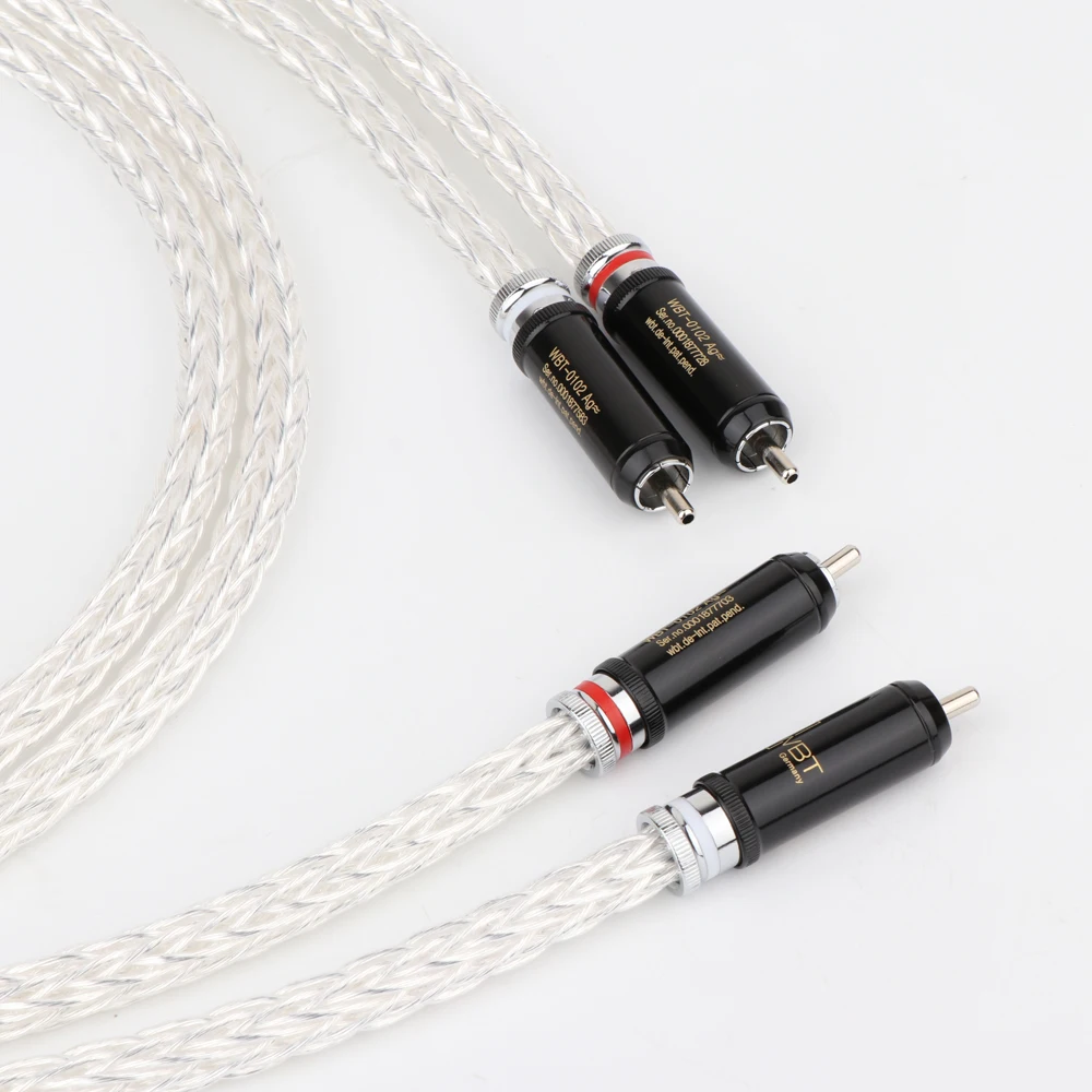 

Hi-End 6AG Silver Plated OCC 12 Strands Audio Cable With WBT RCA Plug Cable HIFI 2RCA TO 2RCA Cable