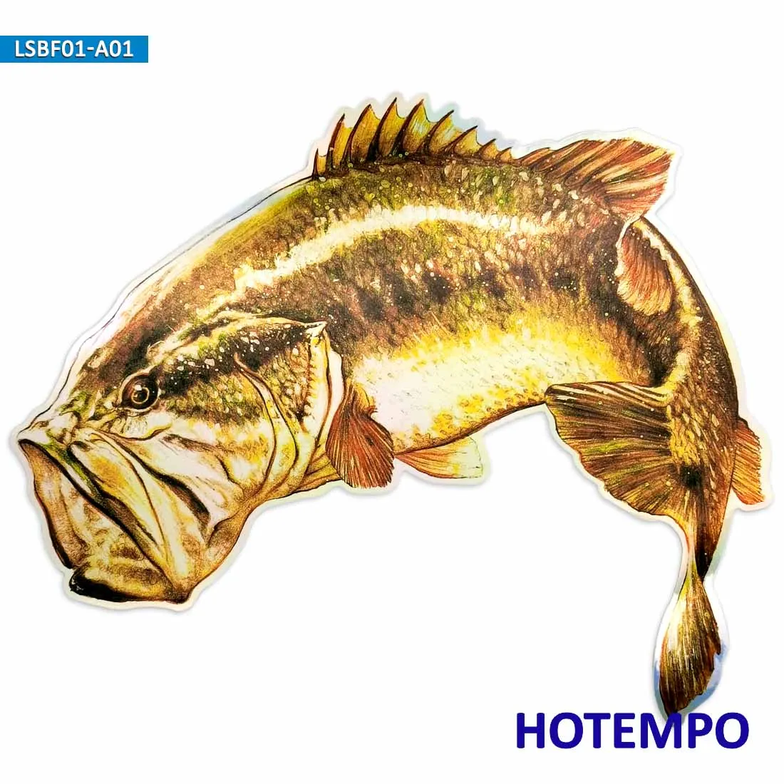 7.87inch 20cm Laser Big Size Fish Golden Largemouth Bass Laptop Motorcycle Car Stickers for Fisherman Fishing Waterproof Sticker