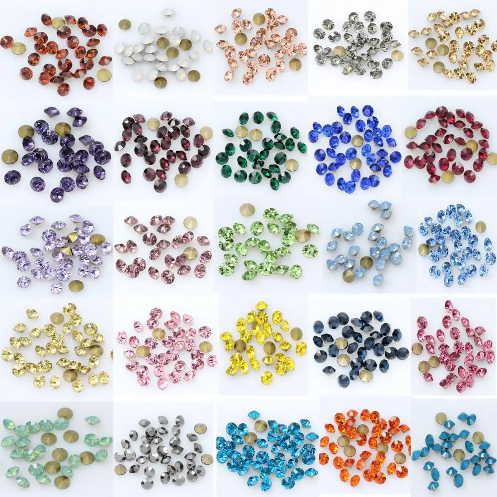 All Colors  36/144Pcs SS19-SS38mm Rivoli Czech crystal  pointed back Round beads Rhinestone Glitter For Jewelry Nail Making DIY