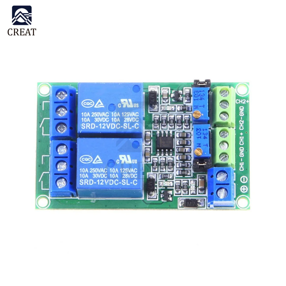 2 canali tensione LM393 comparatore modulo preciso LM393 2CH Way per divisore resistore di precisione relè elettronico fai da te DC 12V 52mA